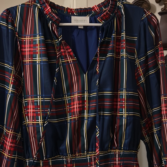 Sugarlips Plaid Ruffle Dress Small Holiday Christmas - Picture 3 of 5